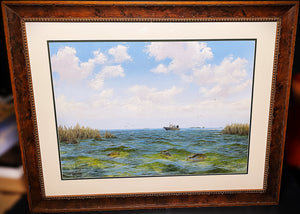 John Dearman El Placer Original Watercolor Painting Full Sheet Year 2000's - Brand New Super Custom Frame