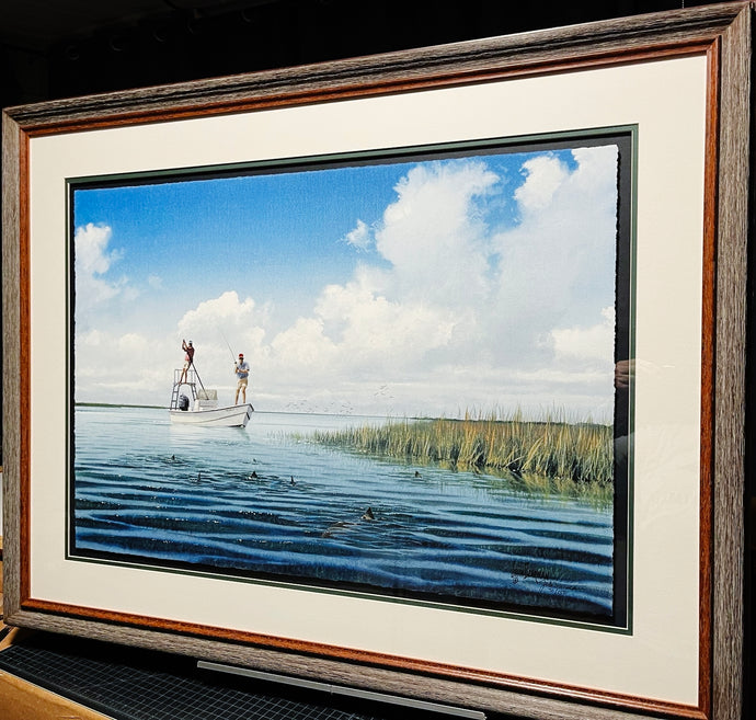 John Dearman Guide Boat GiClee Full Sheet - Brand New Super Custom Sporting Frame