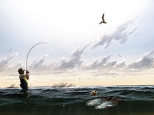 Load image into Gallery viewer, John Dearman Reelin&#39; In Original Watercolor Painting Full Sheet - Brand New Super Custom Sporting Frame