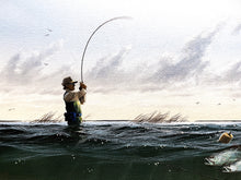 Load image into Gallery viewer, John Dearman Reelin&#39; In Original Watercolor Painting Full Sheet - Brand New Super Custom Sporting Frame