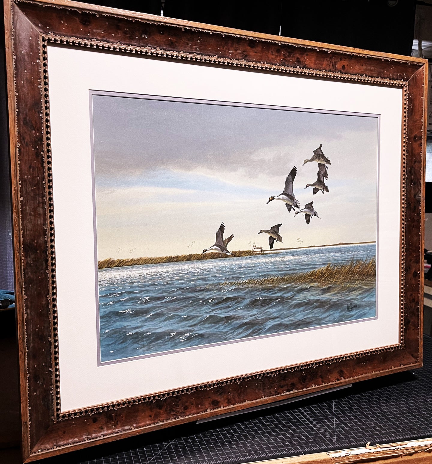 John Dearman - Pintail Flats - Original Watercolor Painting - Full Sheet - Brand New Custom Sporting Frame