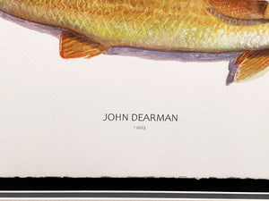 John Dearman Receurdos GiClee 3/4 Sheet - Speckled Trout, Red & Lures - Brand New Custom Sporting Frame  **  SPRING SPECIAL  **