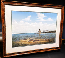 Load image into Gallery viewer, John Dearman Red Fishing Original Watercolor Painting Full Sheet Sheet Year 1986 - Super Custom Sporting Frame