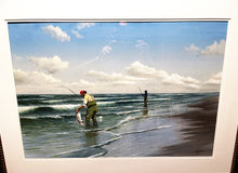 Load image into Gallery viewer, John Dearman Red Surf Fishing 1986 Original Watercolor Painting Full Sheet - Brand New Super Custom Framed