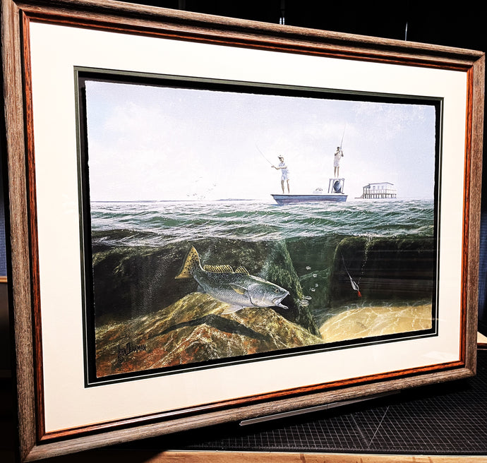 John Dearman Speckled Trout 2008 Giclee Full Sheet Artist Proof - Brand New Custom Sporting Frame