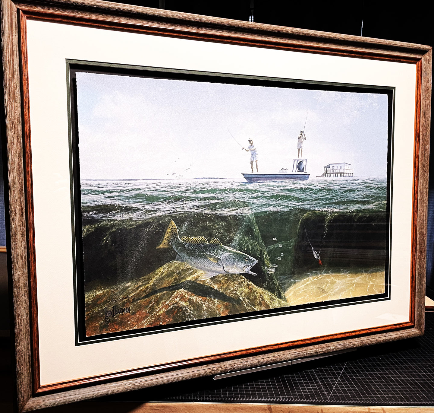 John Dearman - Speckled Trout 2008 - Full Sheet Artist Proof - Brand New Custom Sporting Frame