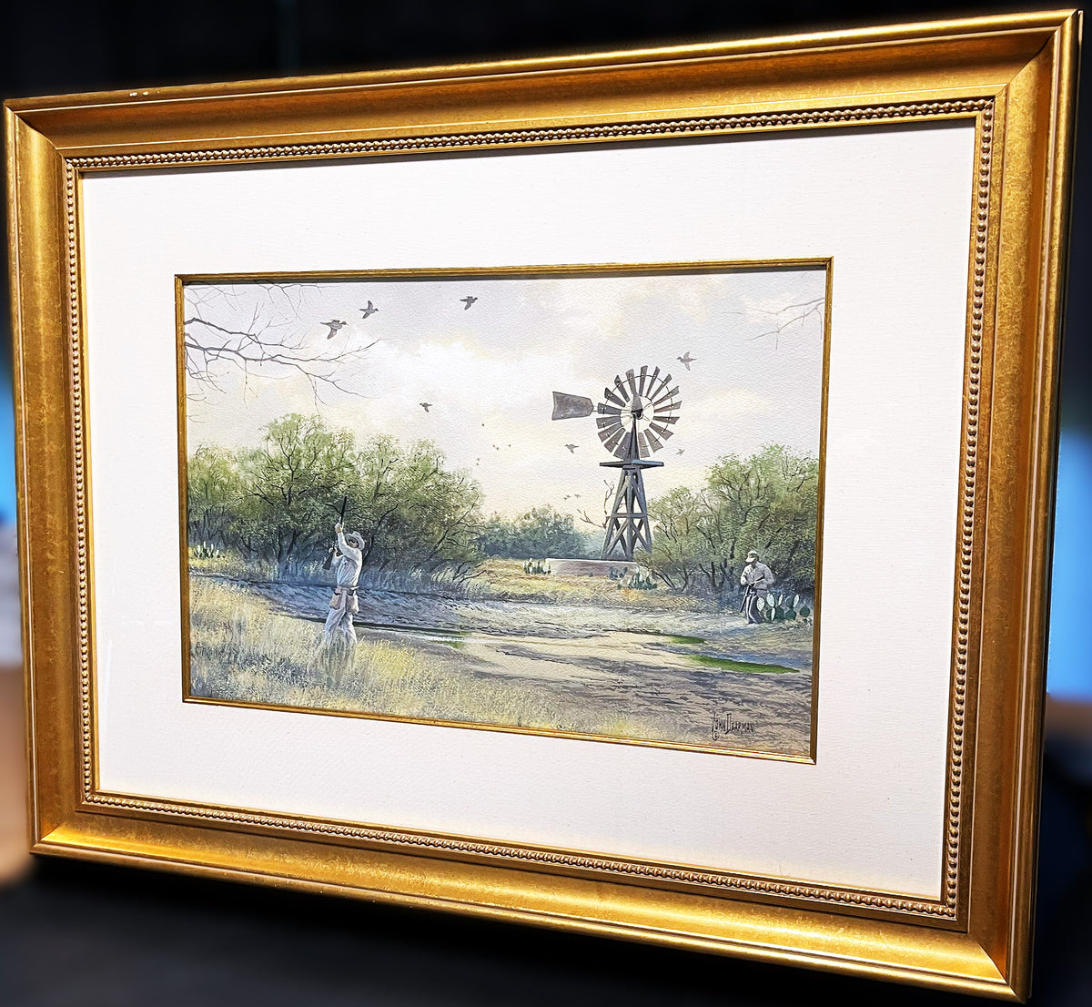 John Dearman Texas Dove Hunt 1990 Original Watercolor Painting Half Sh ...