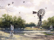 Load image into Gallery viewer, John Dearman Texas Dove Hunt 1990 Original Watercolor Painting Half Sheet - Super Custom Sporting Frame