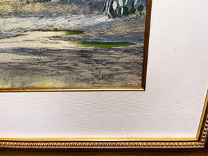 John Dearman Texas Dove Hunt 1990 Original Watercolor Painting Half Sheet - Super Custom Sporting Frame