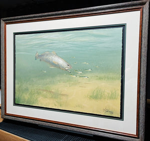 John Dearman Trout 2014 GiClee Full Sheet - Brand New Custom Sporting Frame