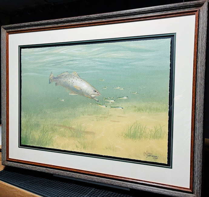 John Dearman Trout 2014 GiClee Full Sheet - Brand New Super Custom Sporting Frame