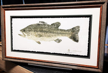 Load image into Gallery viewer, John Morrow Black Bass Gyotaku GiClee - Brand New Super Custom Sporting Frame