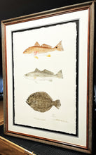 Load image into Gallery viewer, John Morrow - The Coastal Grand Slam Gyotaku GiClee - AP - Brand New Custom Sporting Frame  ***  FALL SPECIAL  ***