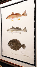Load image into Gallery viewer, John Morrow - The Coastal Grand Slam Gyotaku GiClee - AP - Brand New Custom Sporting Frame  ***  FALL SPECIAL  ***