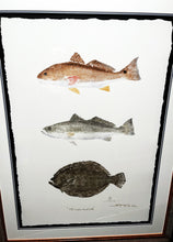 Load image into Gallery viewer, John Morrow - The Coastal Grand Slam Gyotaku GiClee - AP - Brand New Custom Sporting Frame  ***  FALL SPECIAL  ***