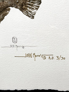 John Morrow - The Coastal Grand Slam Gyotaku GiClee - AP - Brand New Custom Sporting Frame  ***  FALL SPECIAL  ***