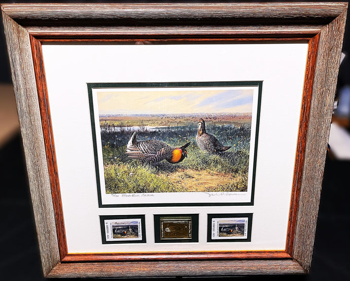 John P. Cowan 1986 Texas Non-Game Stamp Print With Double Stamps Gold Medallion Edition - Brand New Super Custom Sporting Frame