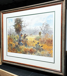 John P. Cowan Coming To Horns Lithograph Year 1990 - Brand New Super Custom Sporting Frame