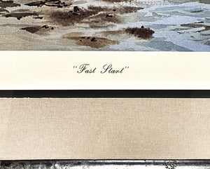 John P. Cowan "Fast Start" Framed Lithograph Print - Very Rare Classic Duck Hunting Scene - Brand New Custom Sporting Frame