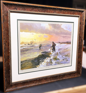 John P. Cowan First Bar - Lithograph - Coastal Conservation Association CCA Dinner Print Year 1989 - Brand New Super Custom Sporting Frame