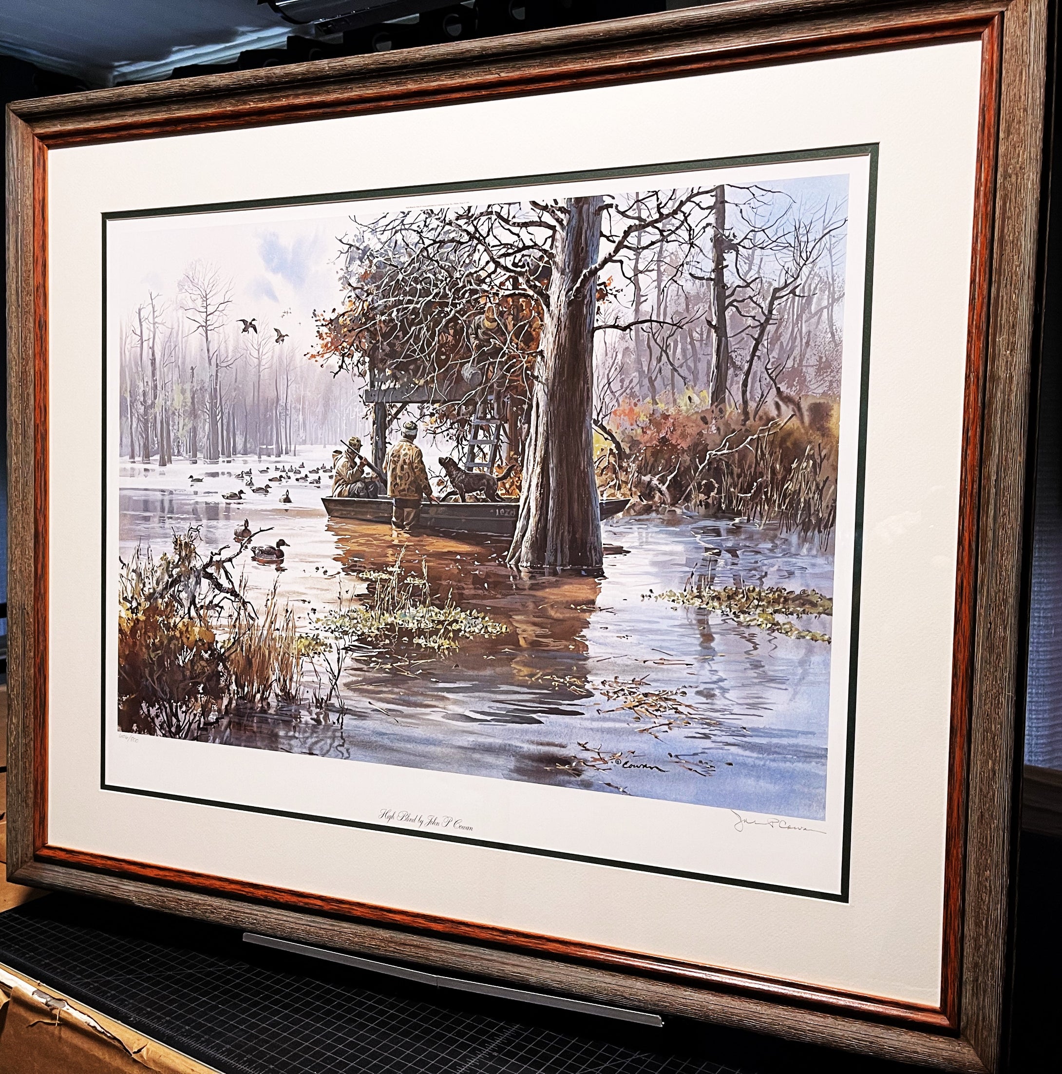 John P. Cowan High Blind Lithograph Year 1991 - Brand New Super Custom Sporting Frame