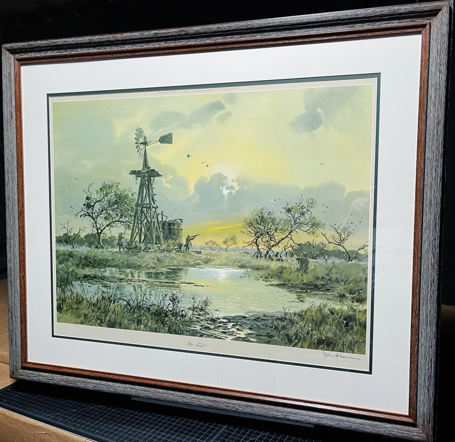 John P. Cowan Hot Tank Lithograph Year 1973 - Brand New Super Custom Sporting Frame