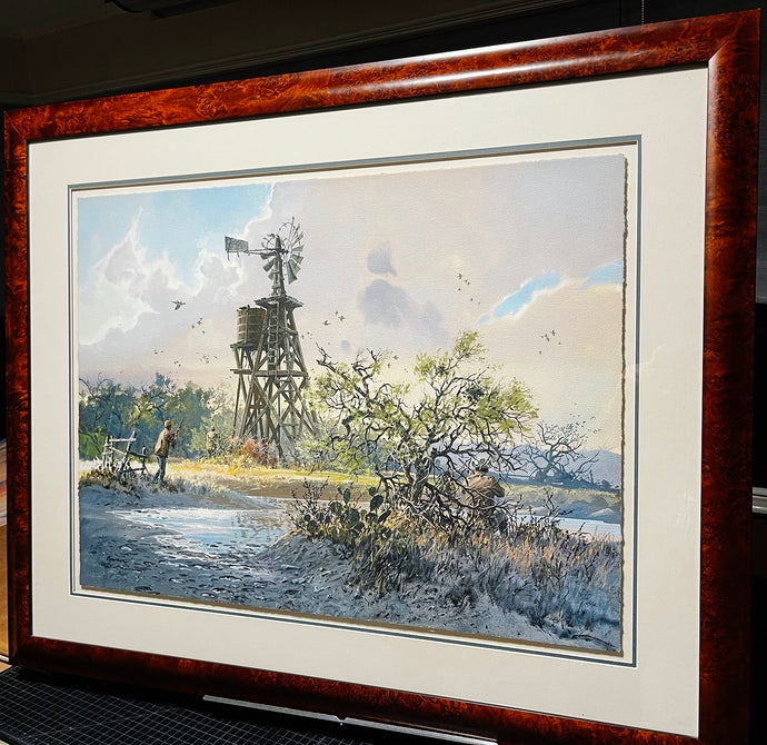 John P. Cowan Magic Minutes Lithograph Dove Hunting Year 1979 - Brand New Super Custom Sporting Frame