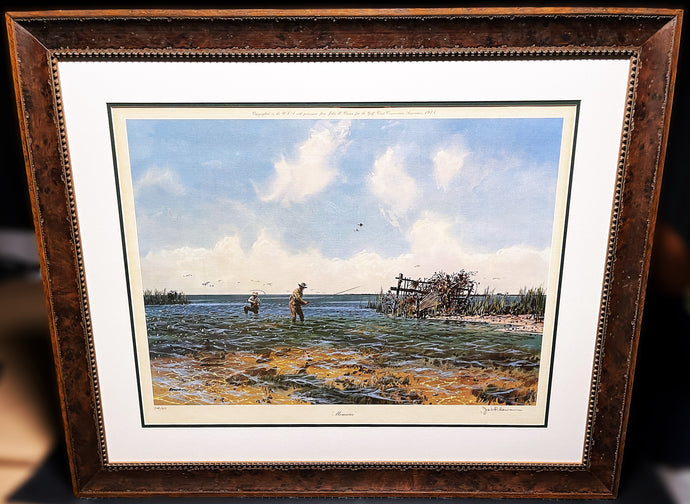 John P. Cowan Memories Lithograph Year 1978 - Coastal Conservation Association CCA GCCA - Brand New Super Custom Sporting Frame