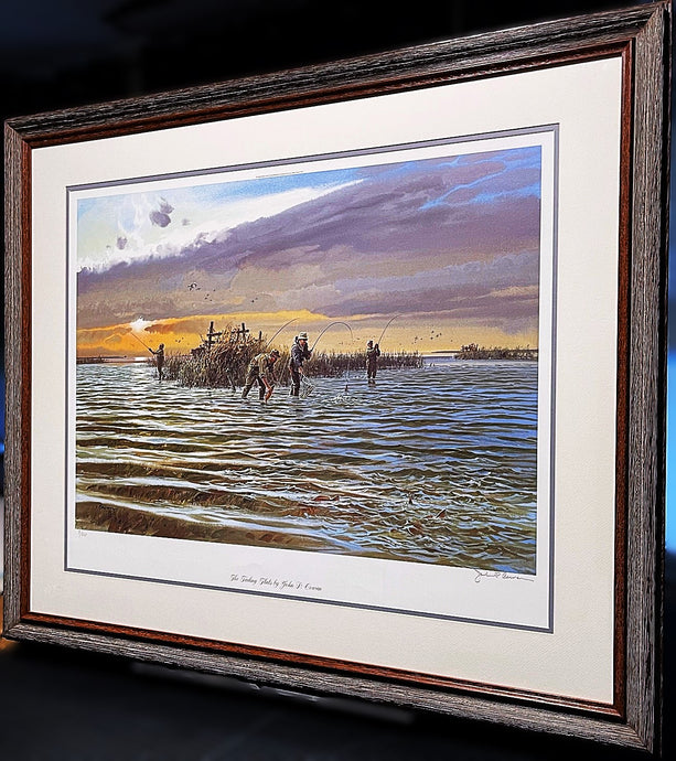 John P. Cowan The Tailing Flats Lithograph 1996 - Brand New Super Custom Sporting Frame