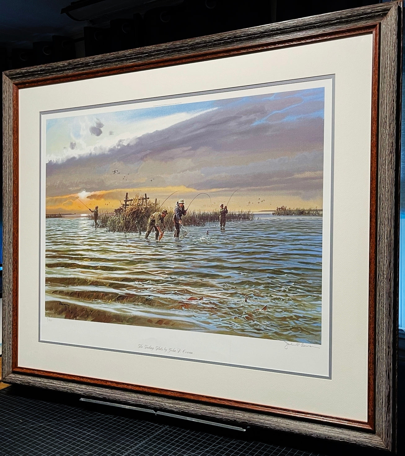 John P. Cowan - The Tailing Flats - Artist Proof Lithograph 1996 -  Brand New Custom Sporting Frame