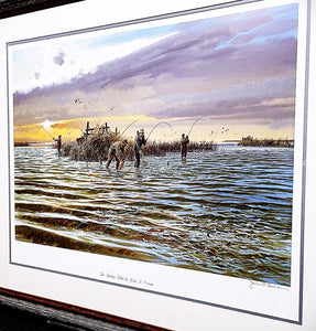 John P. Cowan The Tailing Flats Lithograph 1996 - Brand New Super Custom Sporting Frame