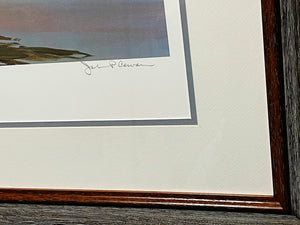 John P. Cowan "The Island" Oversize Owners Edition Lithograph Print - Classic Canada Goose Scene Published and Printed 1995 - Mint Condition - Brand New Custom Sporting Frame