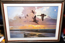 Load image into Gallery viewer, John P. Cowan The Island Lithograph Print - Special Oversize Edition - Classic Canada Goose Scene Published and Printed 1995 - Mint Condition - Brand New Super Custom Sporting Frame