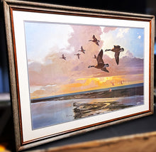 Load image into Gallery viewer, John P. Cowan The Island Lithograph Print - Special Oversize Edition - Classic Canada Goose Scene Published and Printed 1995 - Mint Condition - Brand New Super Custom Sporting Frame