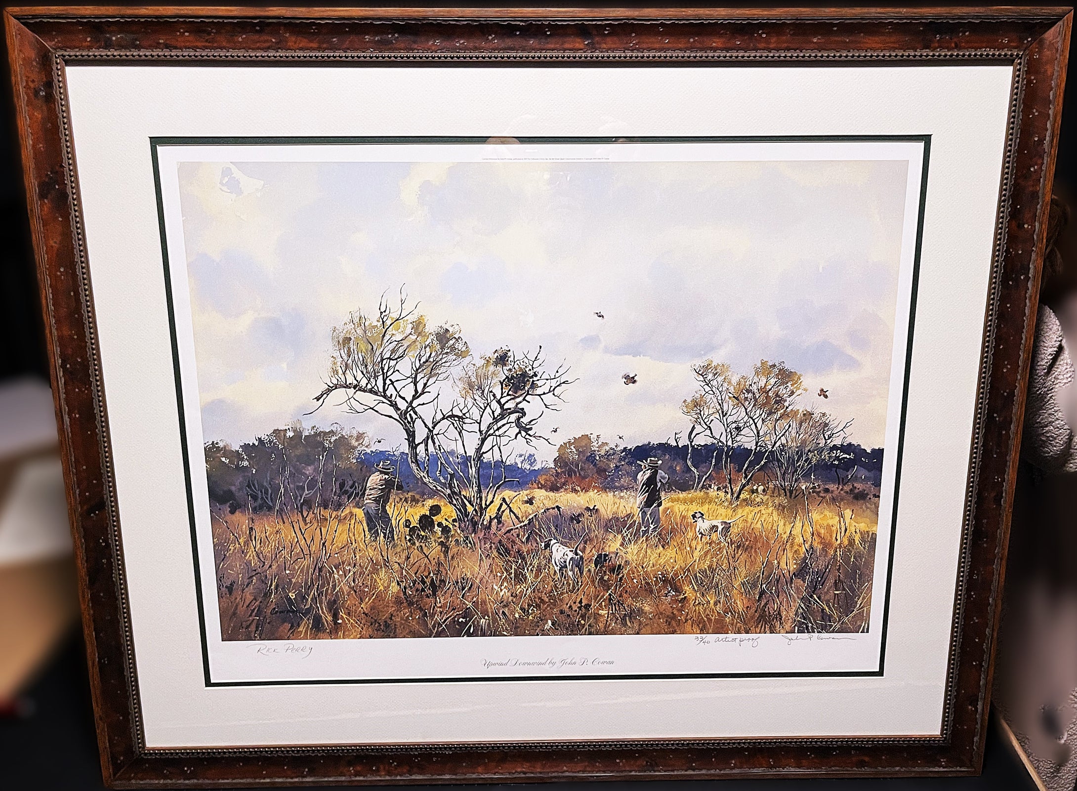 John P. Cowan Upwind Downwind Lithograph Rare Artist Proof Year 2003- Brand New Super Custom Sporting Frame