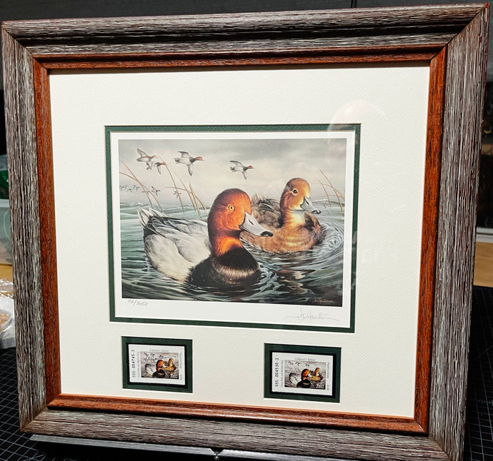 Joe Hautman 2002 Texas Waterfowl Duck Stamp Print With Double Stamps - Brand New Super Custom Sporting Frame