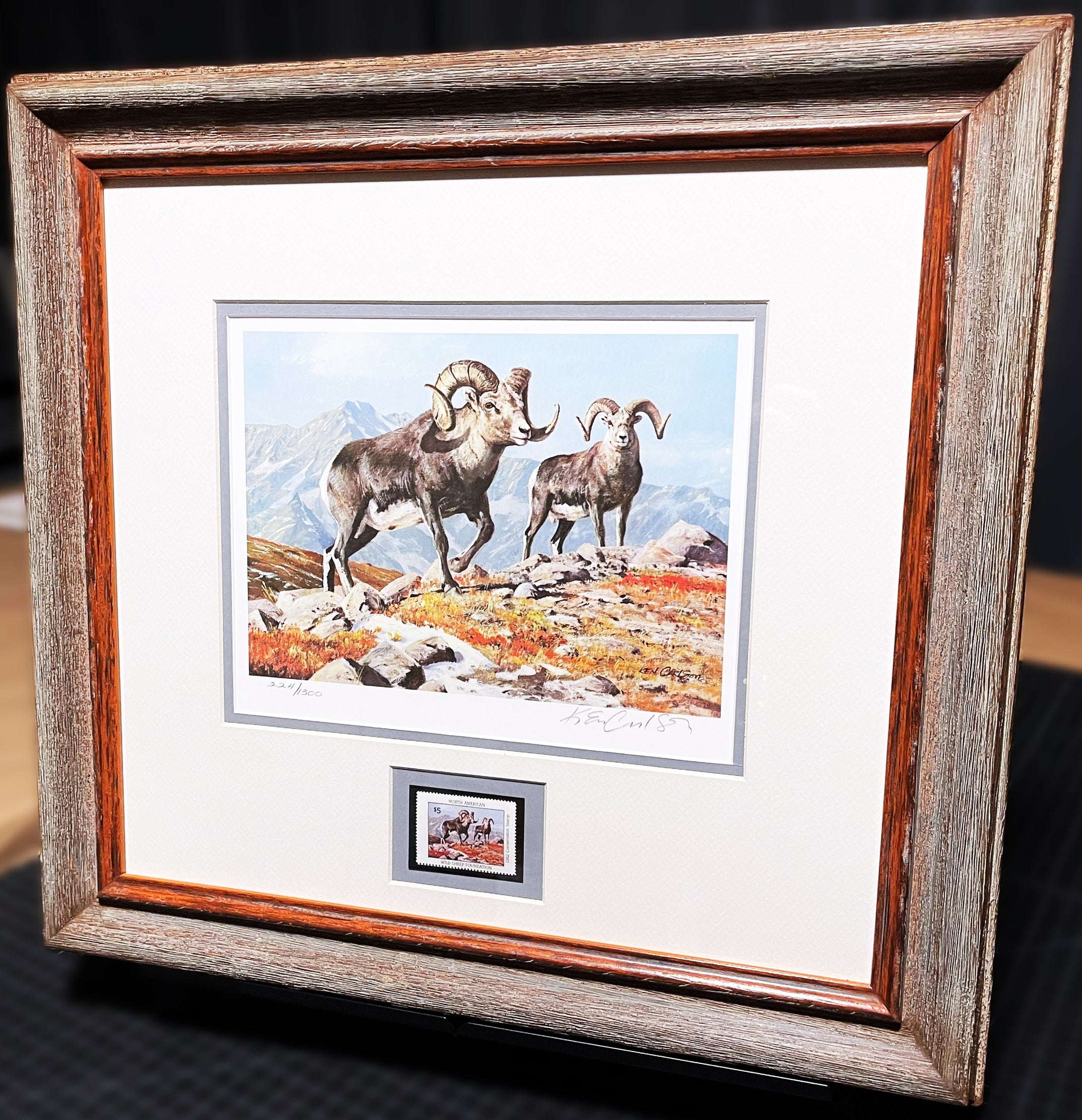 Ken Carlson 1982 North American Wild Sheep Foundation With Stamp - Brand New Super Custom Sporting Frame