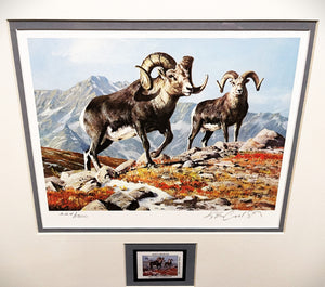 Ken Carlson 1982 North American Wild Sheep Foundation With Stamp - Brand New Custom Sporting Frame