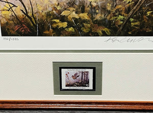 Ken Carlson 1985 The Ruffed Grouse Society Conservation With Stamp - Brand New Custom Sporting Frame