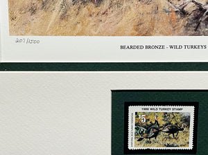 Ken Carlson 1986 National Wild Turkey Federation NWTF Stamp Print - Brand New Custom Sporting Frame