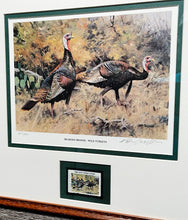 Load image into Gallery viewer, Ken Carlson 1986 National Wild Turkey Federation NWTF Stamp Print - Brand New Custom Sporting Frame