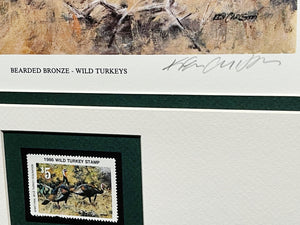 Ken Carlson 1986 National Wild Turkey Federation NWTF Stamp Print - Brand New Custom Sporting Frame