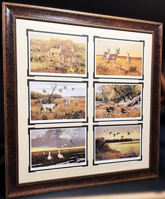 Ken Carlson A Texas Wildlife Portfolio 6 GiClee's -Brand New Super Custom Sporting Frame