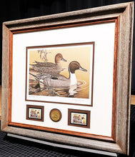 Load image into Gallery viewer, Larry Hayden 1984 Arkansas Waterfowl Hunting And Conservation Special Medallion Edition Stamp Print With Double Stamps - Brand New Super Custom Sporting Frame