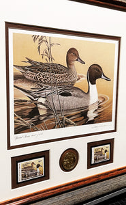 Larry Hayden 1984 Arkansas Waterfowl Hunting And Conservation Special Medallion Edition Stamp Print With Double Stamps - Brand New Super Custom Sporting Frame