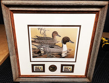 Load image into Gallery viewer, Larry Hayden 1984 Arkansas Waterfowl Hunting And Conservation Special Medallion Edition Stamp Print With Double Stamps - Brand New Super Custom Sporting Frame