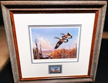 Load image into Gallery viewer, Larry Toshik 1987 Ducks Unlimited Stamp Print With Stamp - Brand New Custom Sporting Frame