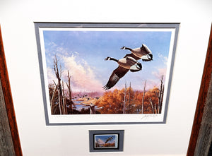 Larry Toshik 1987 Ducks Unlimited Stamp Print With Stamp - Brand New Custom Sporting Frame