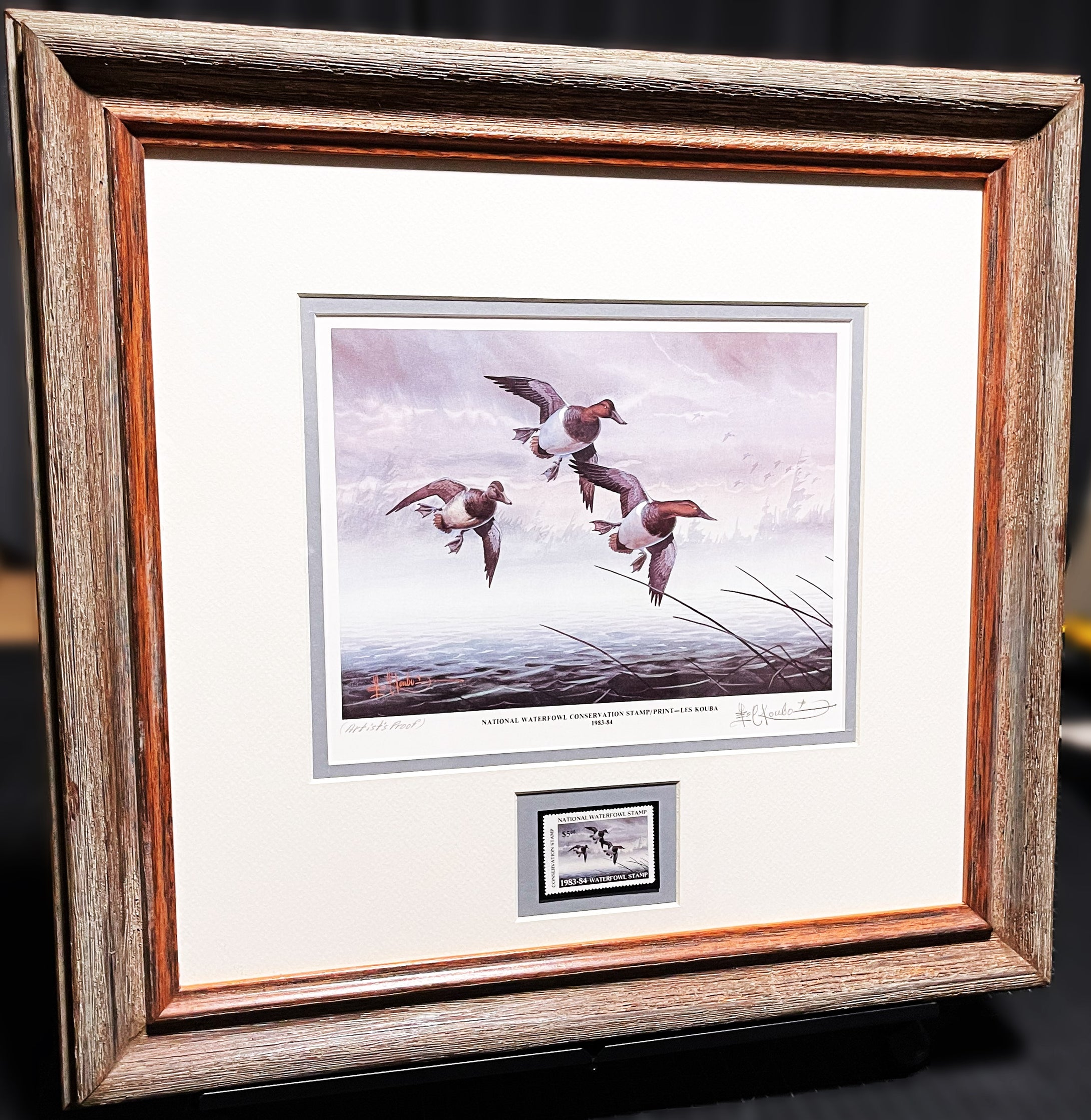 Les Kouba 1983 National Waterfowl Conservation Stamp Print With Stamp - Artist Proof  - Brand New Super Custom Sporting Frame