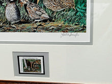 Load image into Gallery viewer, Les McDonald 2002 Quail Unlimited Stamp Print With Stamp - Brand New Custom Sporting Frame  *** SPRING SPECIAL  ***